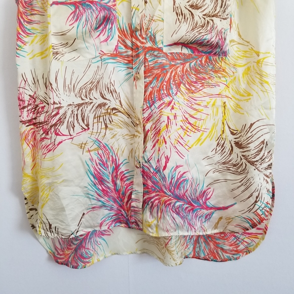 Cabi 100% Silk Feather Print Tank Top Size Medium - Picture 3 of 8